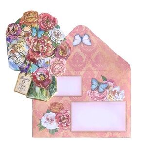 Punch Studio Bouquet Fancy Gold Foil Embossed Blank Note Cards (64555), 10 ct